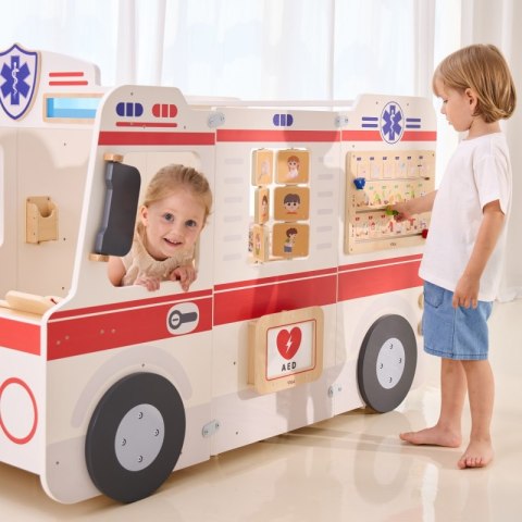 VIGA Duży Drewniany Ambulans Zestaw Karetka Małych Ratowników Akcesoria 25 el. 3+