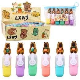 Zestaw Mini Zakreślaczy Kapibara W Etui Kolorowe Pstelowe 6szt