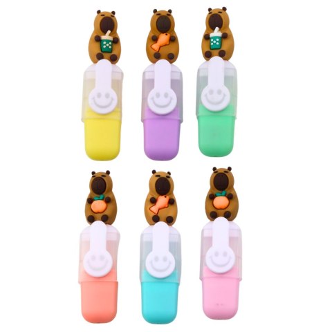 Zestaw Mini Zakreślaczy Kapibara W Etui Kolorowe Pstelowe 6szt