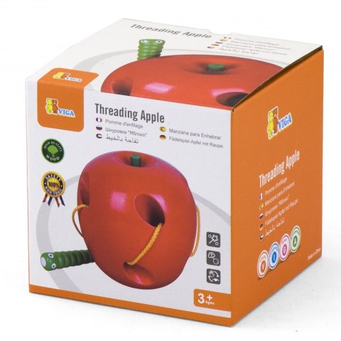 VIGA Drewniana Przeplatanka Labirynt Edukacyjna Robaczek w Jabłuszku Montessori 3+