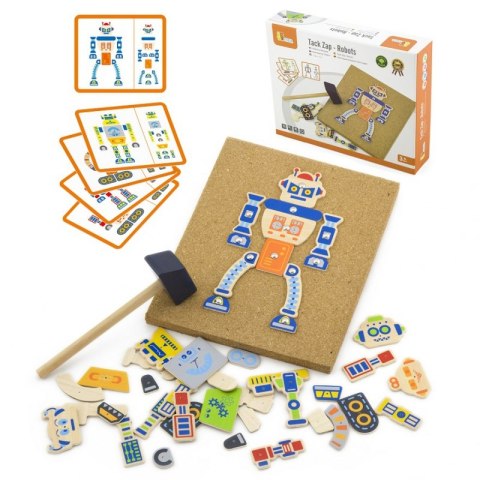 VIGA Drewniana Przybijanka Roboty 45 elementów Montessori 3+