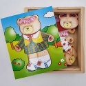 VIGA Drewniana Układanka Logiczna Puzzle Ubierz Misia Dziewczynkę 18m+