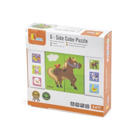 VIGA Drewniana Układanka Puzzle Farma 4 klocki 2+