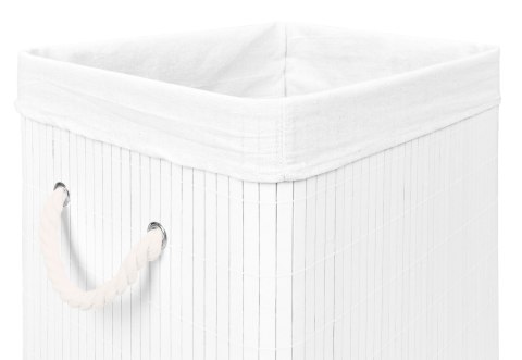 Kosz na pranie bambusowy z pokrywą SOREN 80L biały