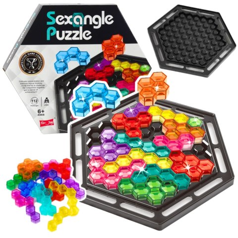 Łamigłówka Logiczna Sexangle Puzzle Tetris 16 Klocków 112 Zadań