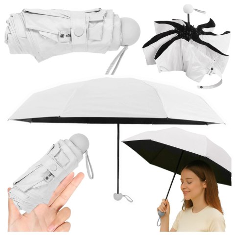 Parasolka Kieszonkowa Składana z Ochroną UV UPF 50+ Etui Szara 90 cm