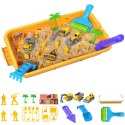 WOOPIE Piasek Kinetyczny 1,5 kg Zestaw XXL Plac Budowy Stolik z Foremkami i Pojazdami