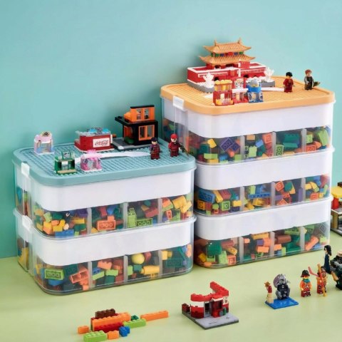 Pudełko 4-piętrowe na zabawki klocki LEGOS