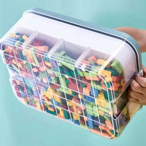 Pudełko 4-piętrowe na zabawki klocki LEGOS