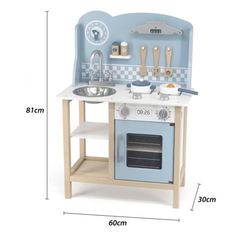 VIGA PolarB Drewniana Kuchnia z Akcesoriami Silver - Blue 3+