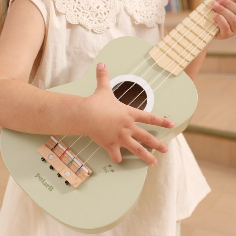 Viga Drewniane Ukulele Gitara Dla Dzieci Zielone Z Nutami 3+