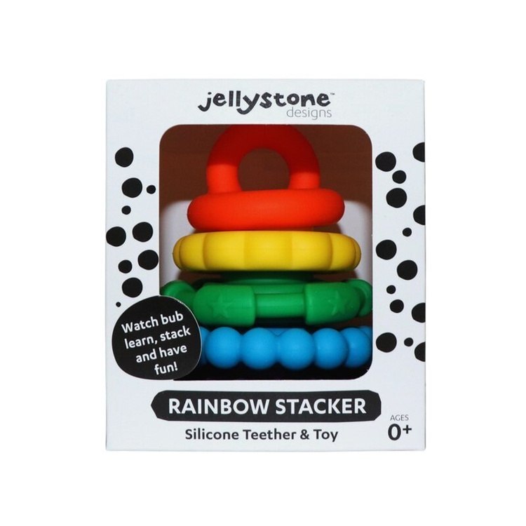 Jellystone Designs Rainbow Stacker &ndash; tęczowa wieża silikonowa jako gryzak i zabawka